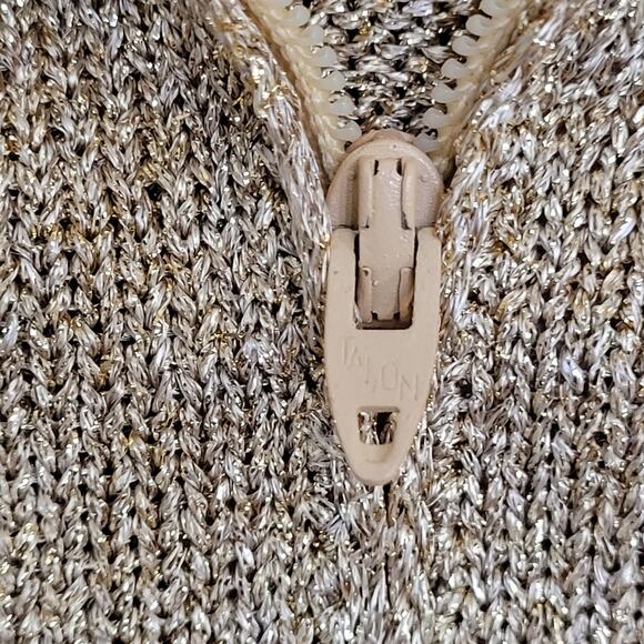 Vintage 80s MOD 1/4 Zip Sweater Womens Medium 19x23 Cropped - Picture 2 of 11